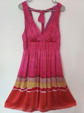 Max & Cleo Greta Halter V-Neck Fuchsia Ombre Dress Sz 10 Spring Sunset Summer